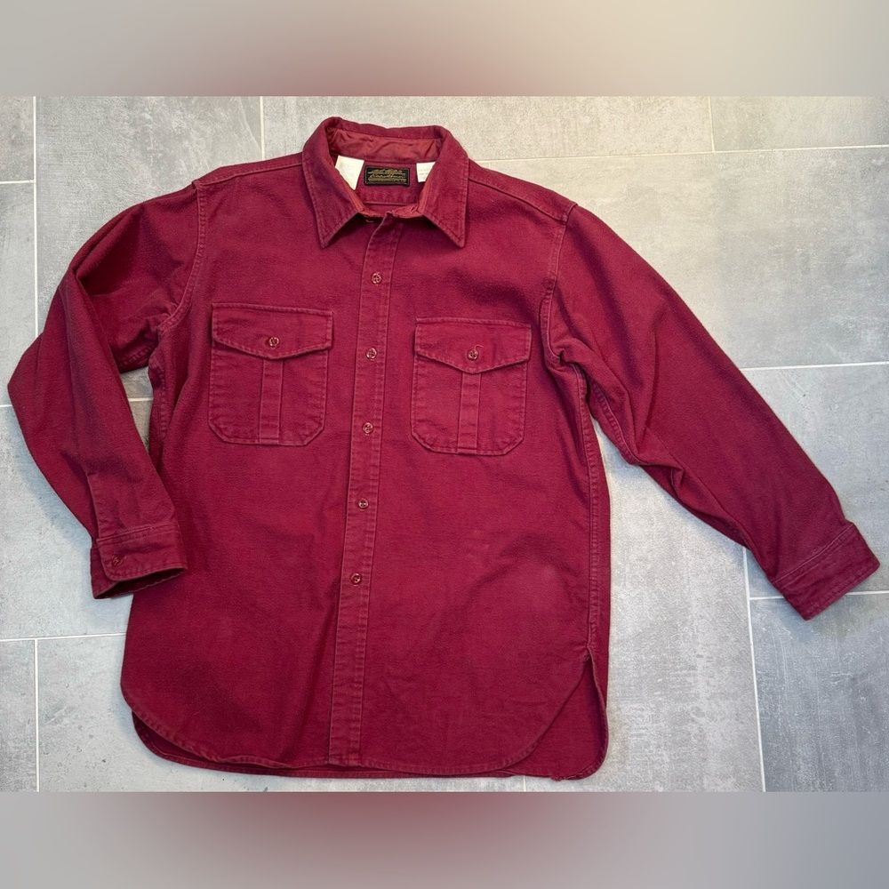 Eddie Bauer Men's Casual Button Down Shirt - Burgundy
